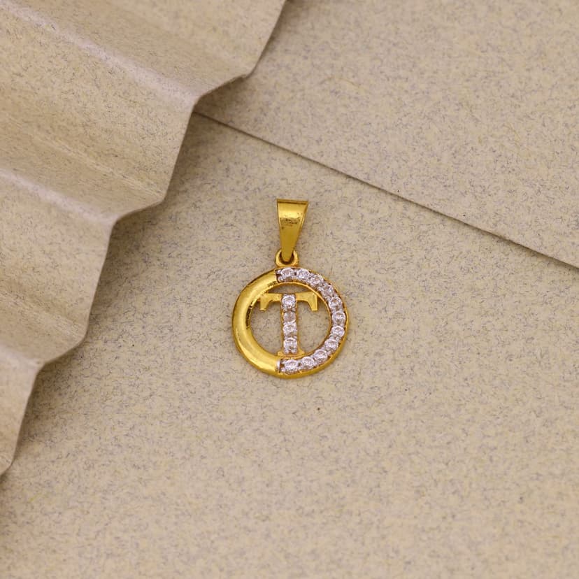 Orlune T Initial Pendant 22KT
