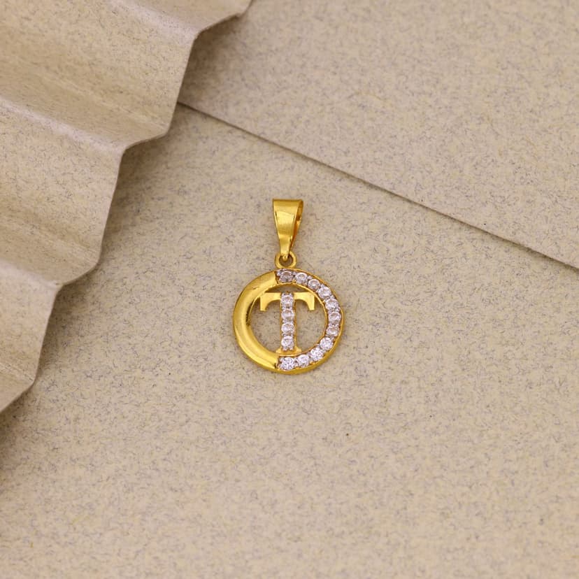 T Initial Pendant 22KT