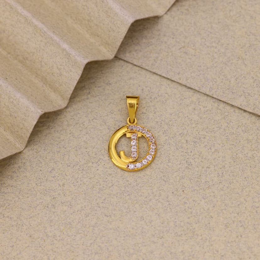 Elvara J Initial Pendant 22KT