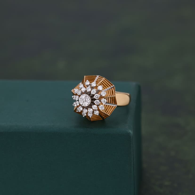 Solara Sunburst Real Diamond Ring 14KT