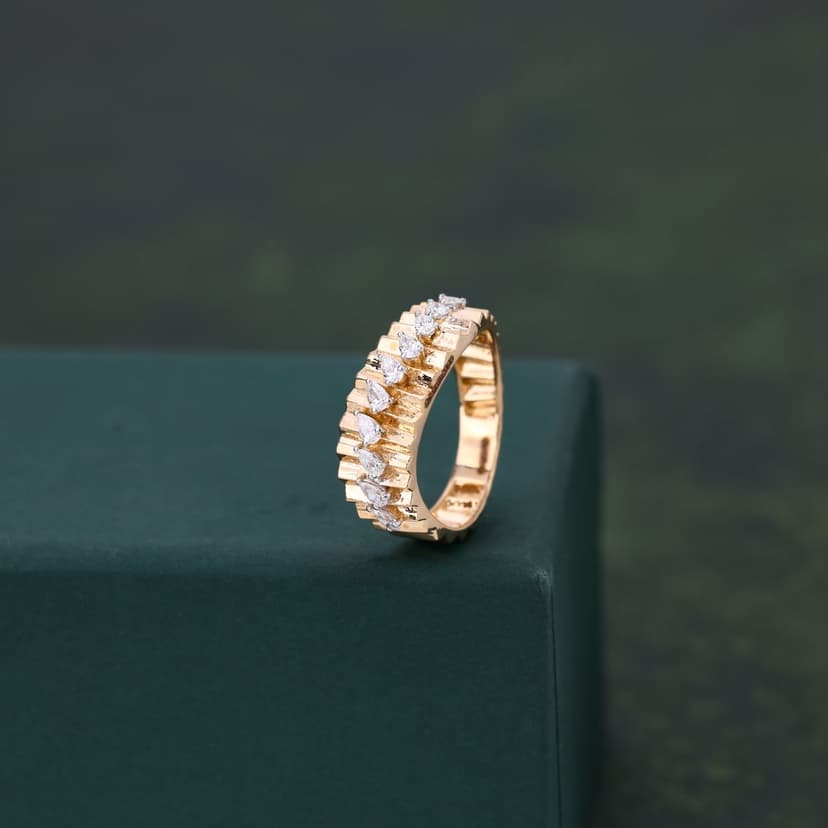 Aurex Fluted Real Diamond Ring 14KT
