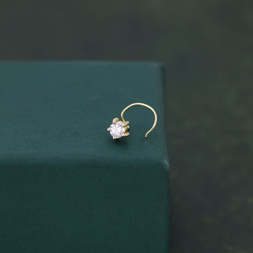 Classic Real Diamond Nose Pin 14KT