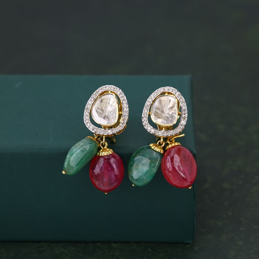 Ruvina Real Polki Earring 14KT