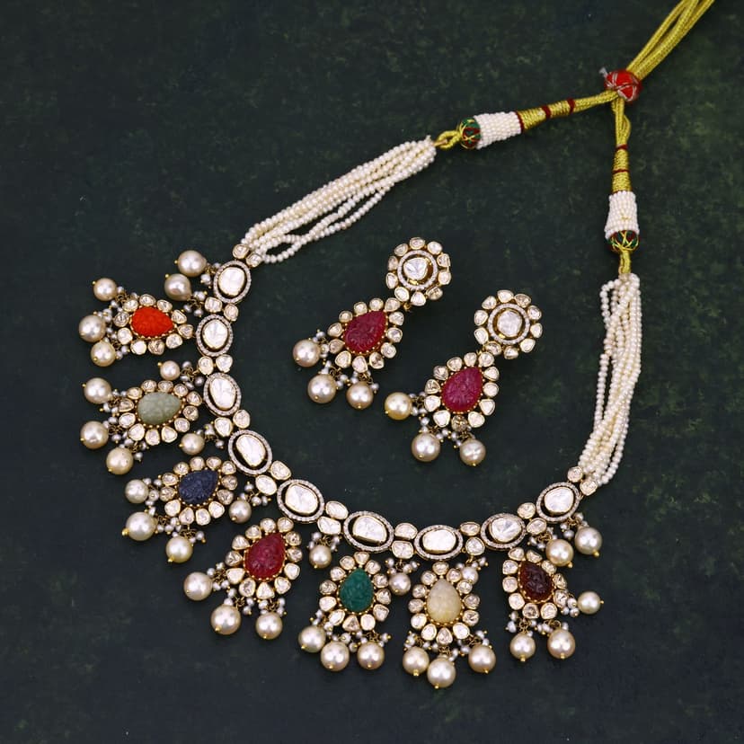 Navyara Real Polki Necklace 14KT