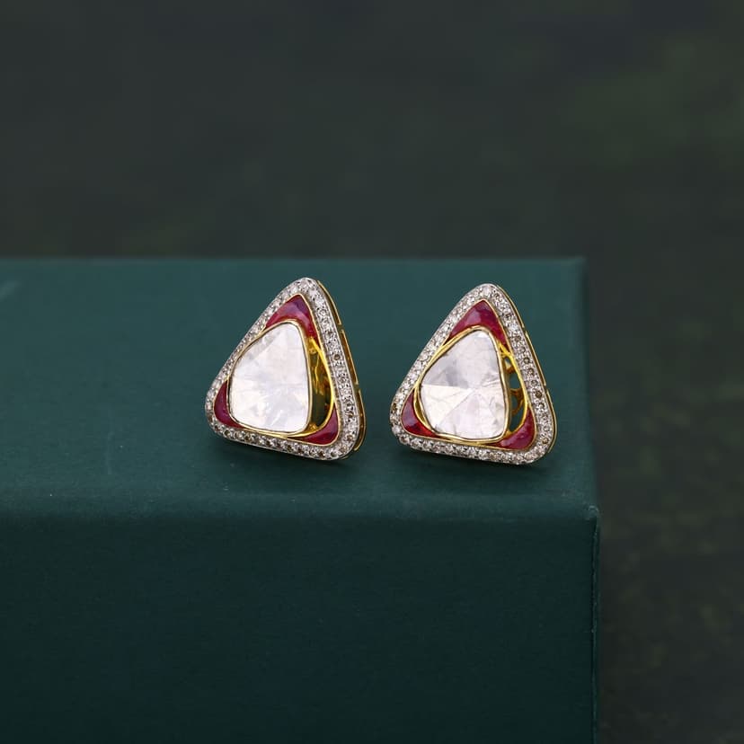 Trivaya Real Polki Earrings 14KT
