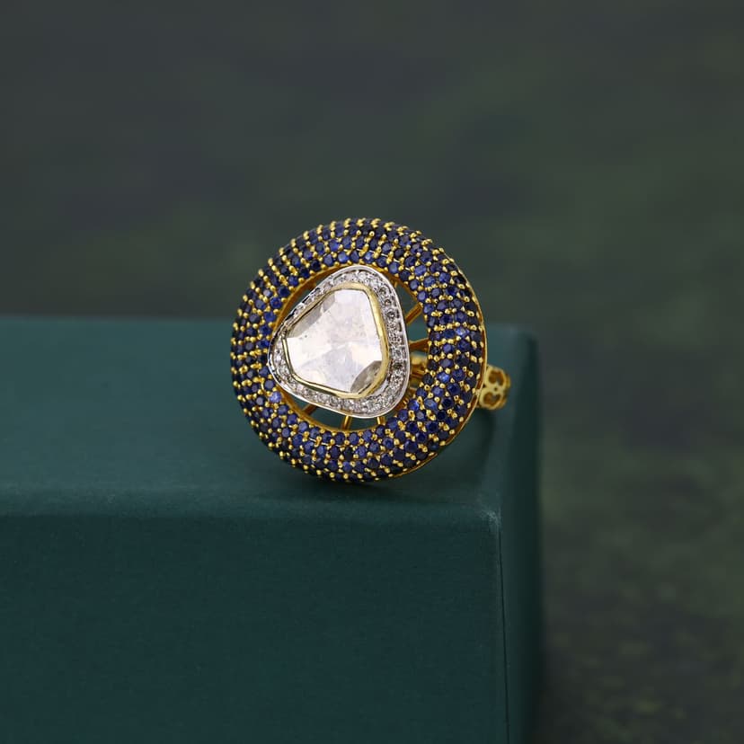 Zehvira Real Polki Ring 14KT