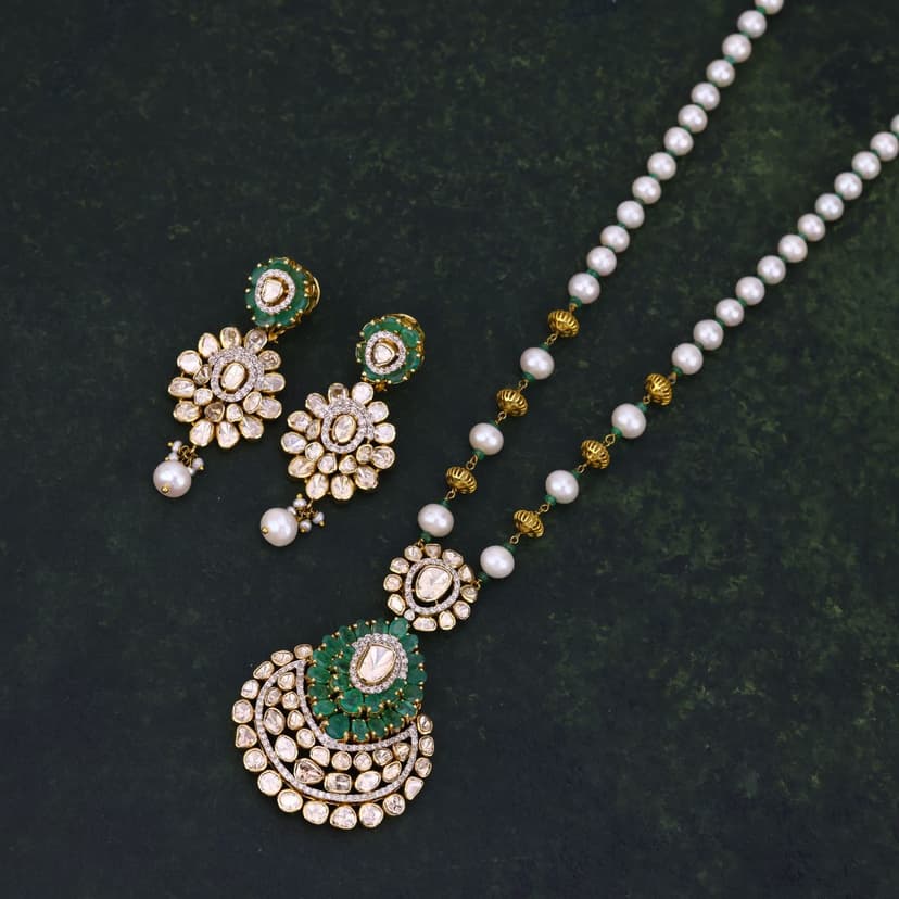 Ruhaniya Real Polki Chain P.Set 14KT