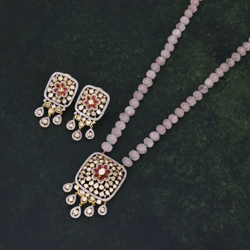 Aashriva Real Polki Chain P.Set 14KT