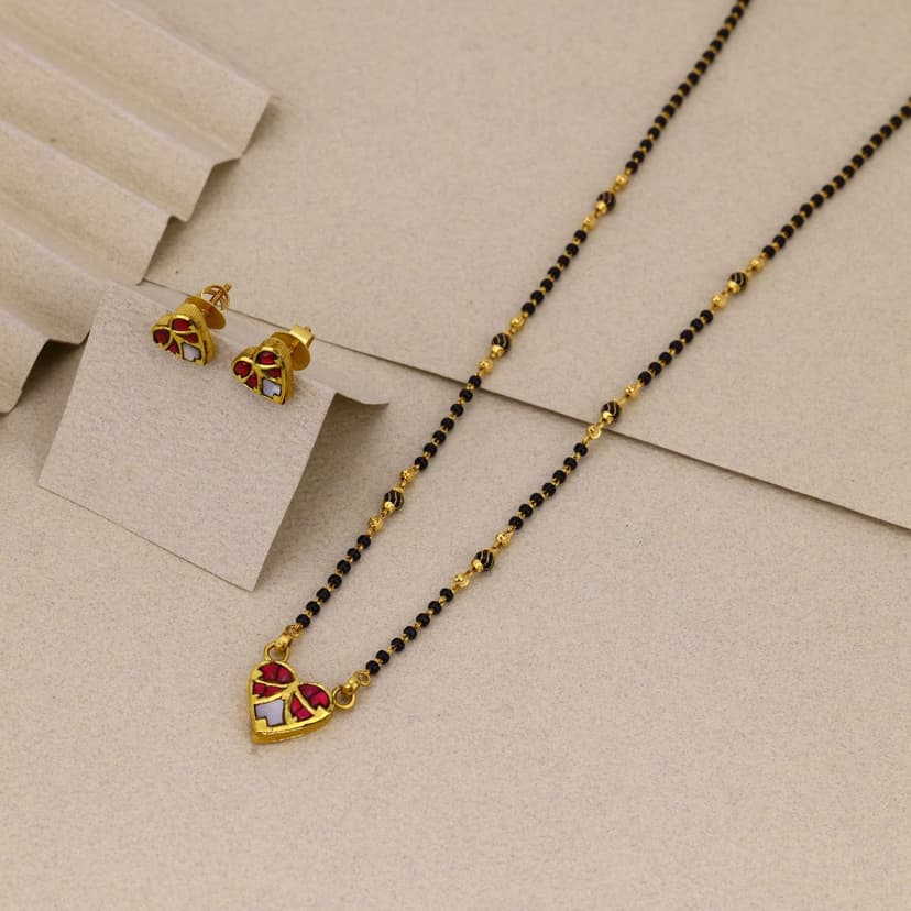 Tarevisha Antique Mangalsutra With Earrings 22KT