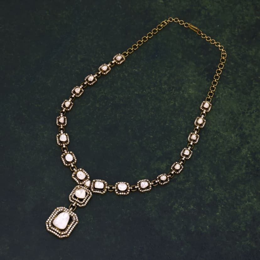 Zayvelle Real Polki Necklace 14KT