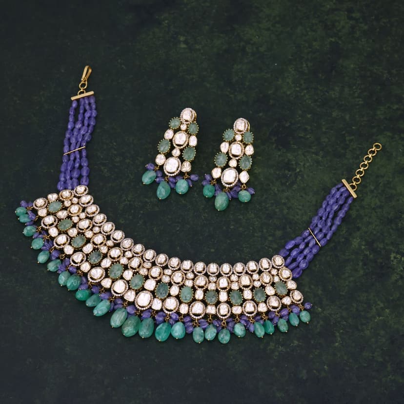 Elyzara Real Polki Necklace 14KT