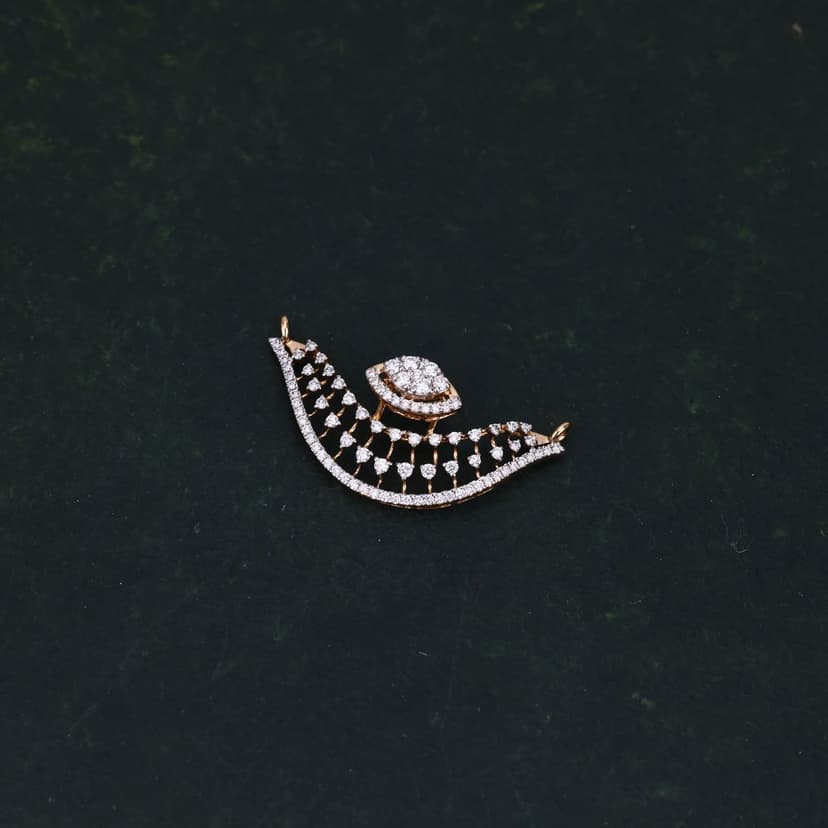 Aurelvyn Real Diamond Mangalsutra Pendant 14KT