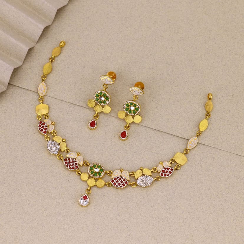 Pushkarinaya Antique Short Necklace 22KT