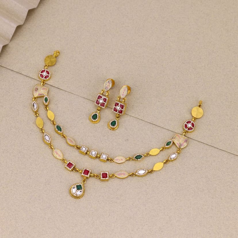 Vedranayika Antique Short Necklace 22KT