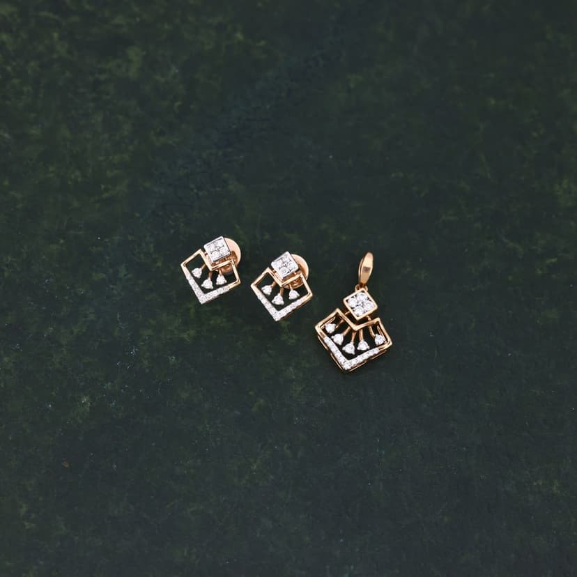 Veylora Real Diamond Pendant Set 14KT