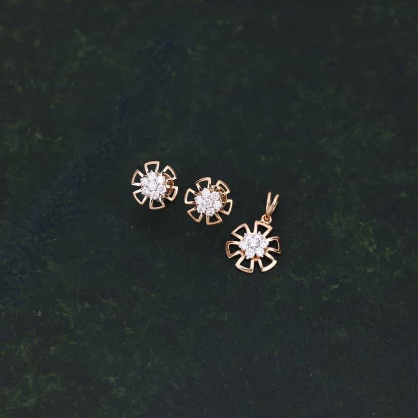 Velquira Real Diamond Pendant Set 14KT