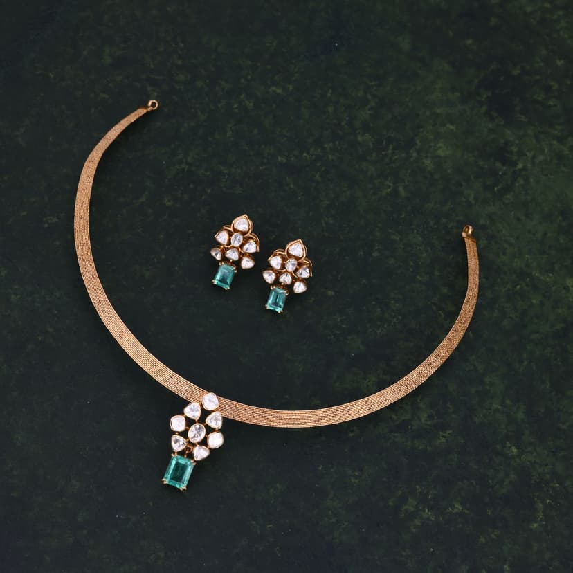 Elarmira Lab Grown Polki Necklace 18KT