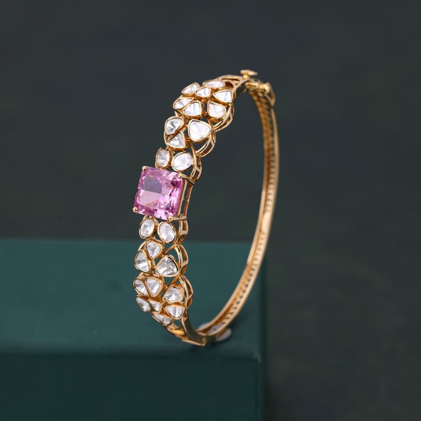 Pinkavira Lab Grown Polki Kada 18KT