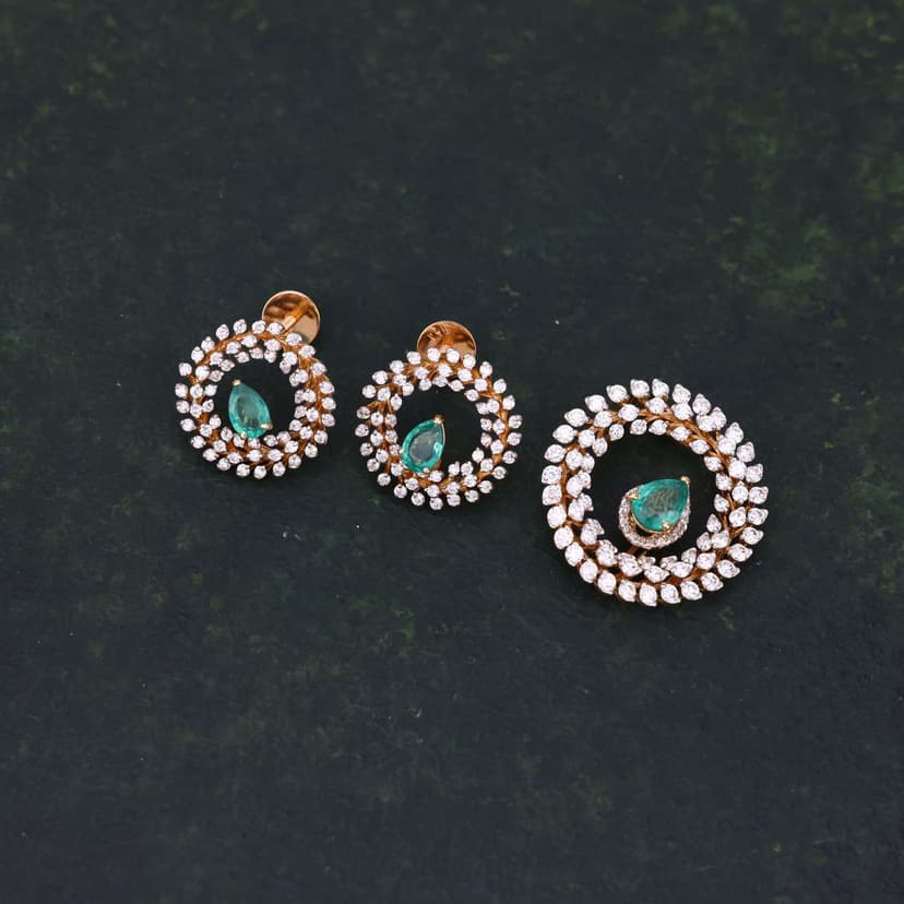 Jorvexa Real Diamond Pendant Set 14KT