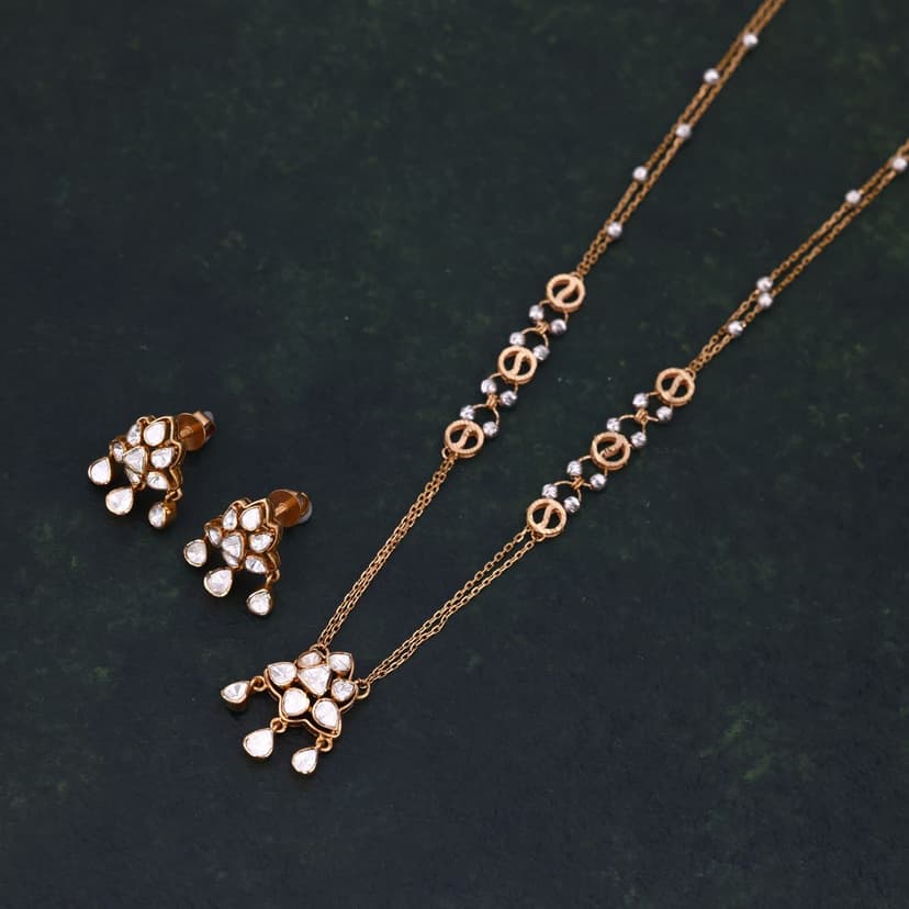 Orlivara Lab Grown Polki Chain Set 18KT