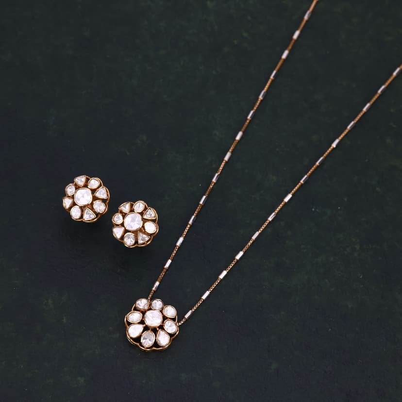 Velorique Lab Grown Polki Chain Set 18KT