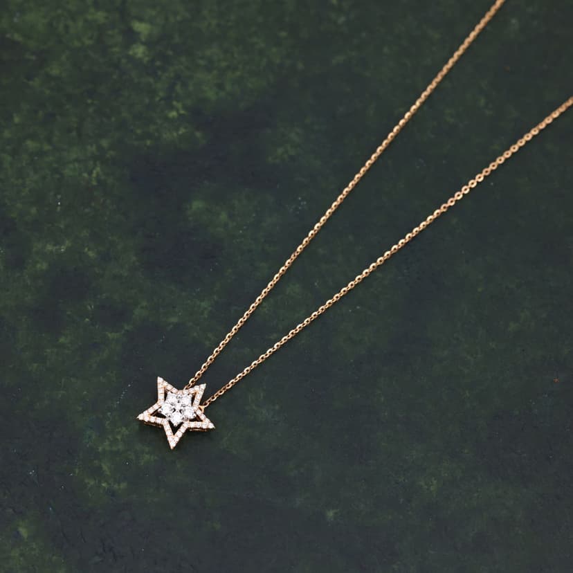 Qyvorix Real Diamond Chain With Pendant 14KT
