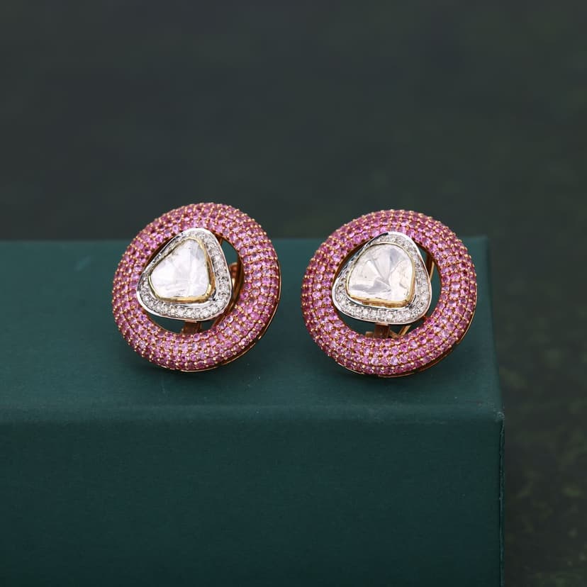 Elovyra Real Polki Earrings 14KT