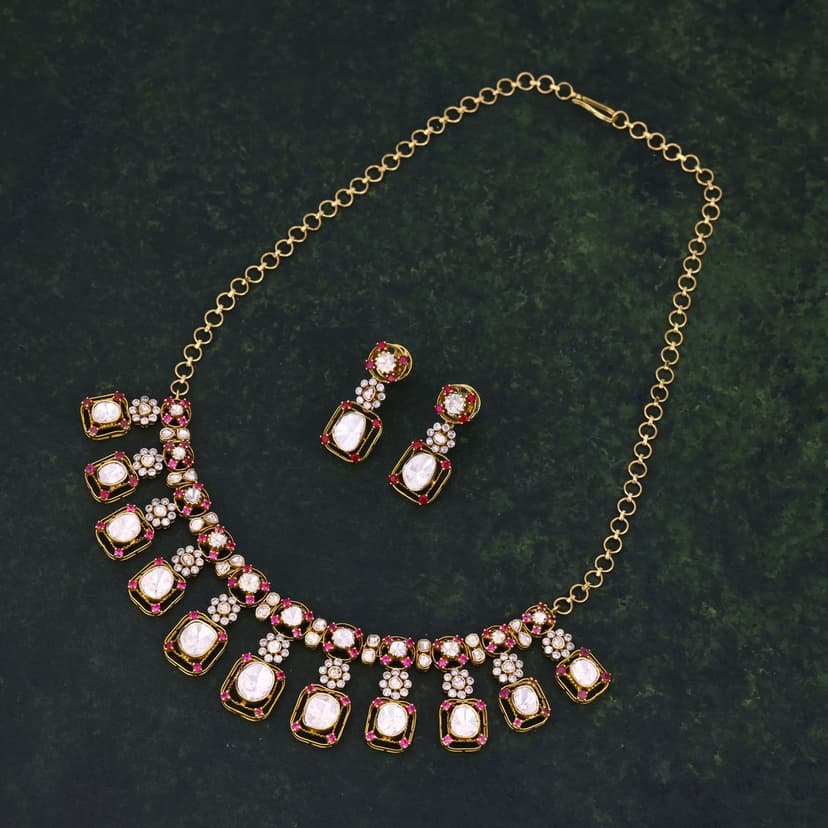 Varelliya Real Polki Necklace 14KT