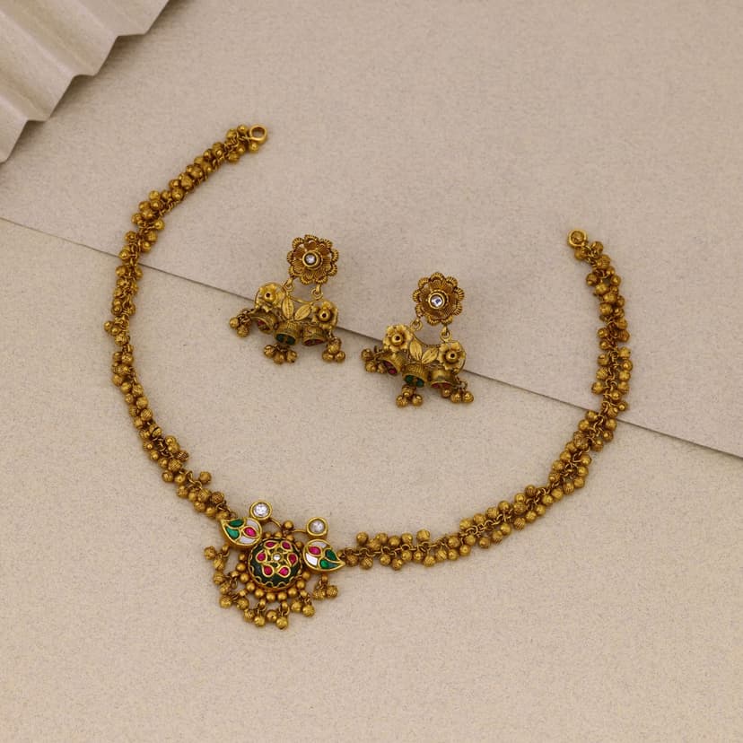 Aarivakshi Antique Necklace 22KT
