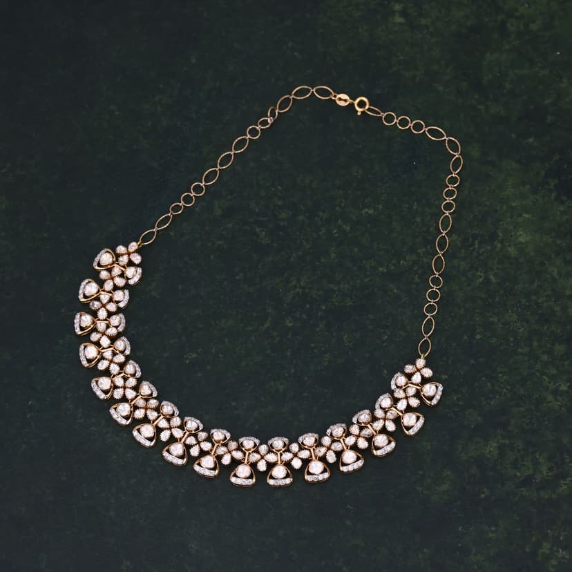 Zehravique Real Polki Necklace 18KT