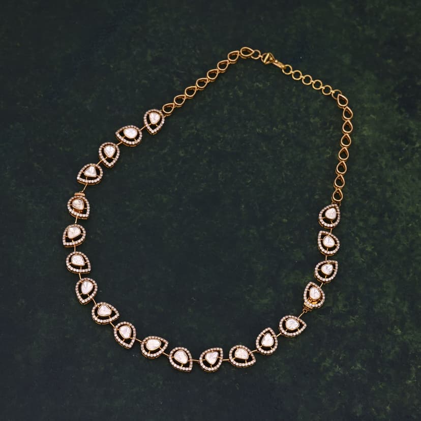 Azmirelle Real Polki Necklace 18KT