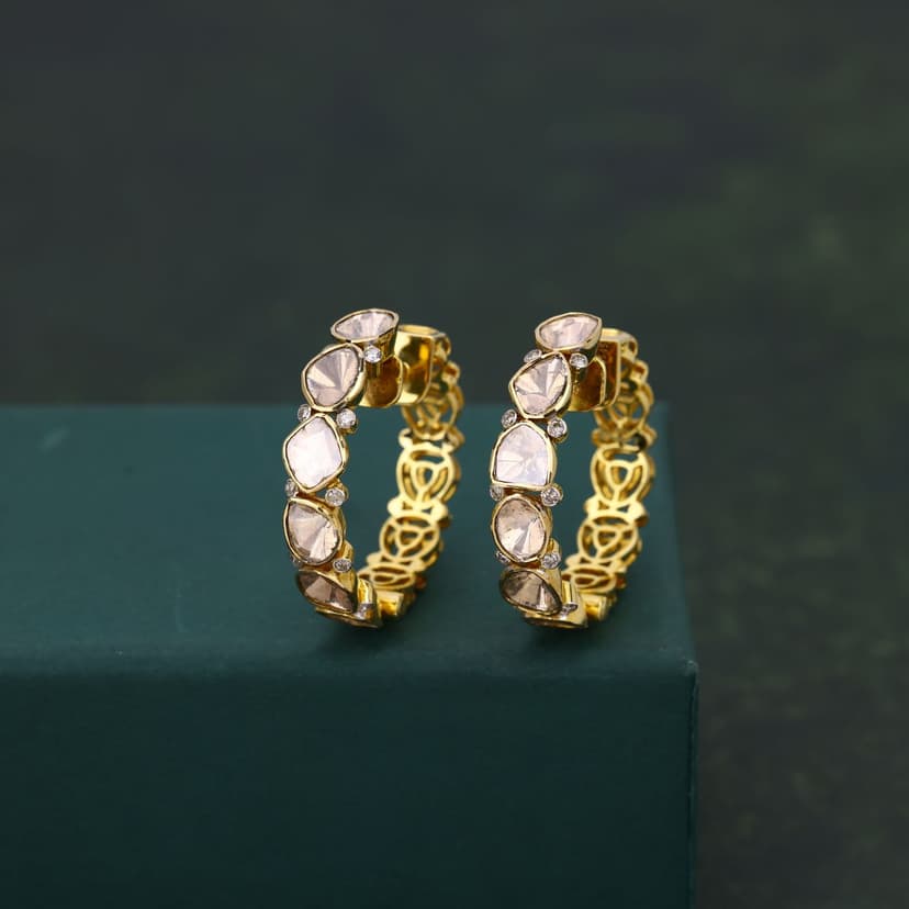 • Xavorya Real Polki Earrings 18KT