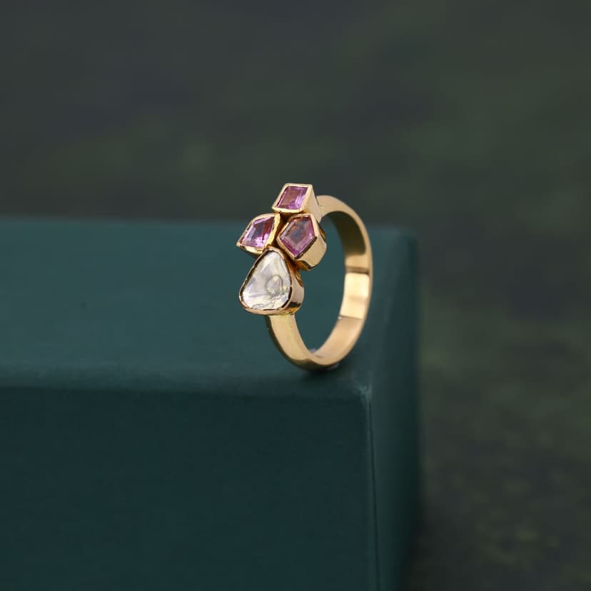Rosavique Real Polki Ring 18KT
