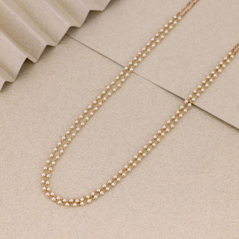 Pearlique twin pearl chain 18KT