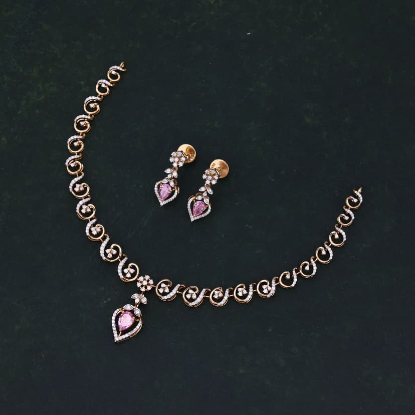 Roselique Swirl Real Diamond Necklace 14KT