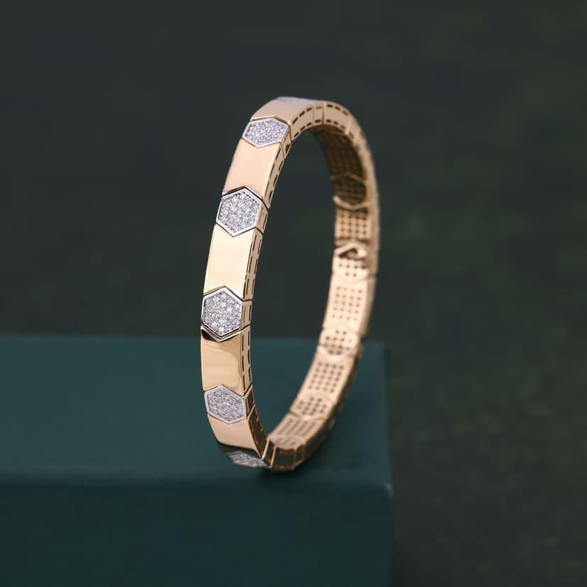 Hexavion Real Diamond Kada 14KT