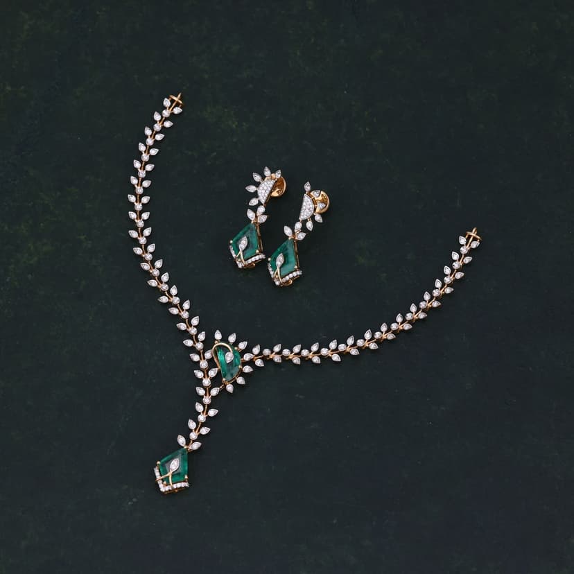 Verdelle Vine Real Diamond Necklace 14KT