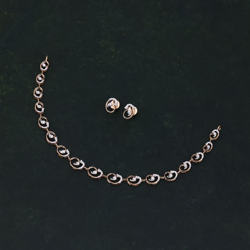 Arlisse Wave Real Diamond Necklace 14K