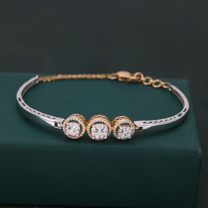 Trivellea Real Diamond Loose Kada 14KT