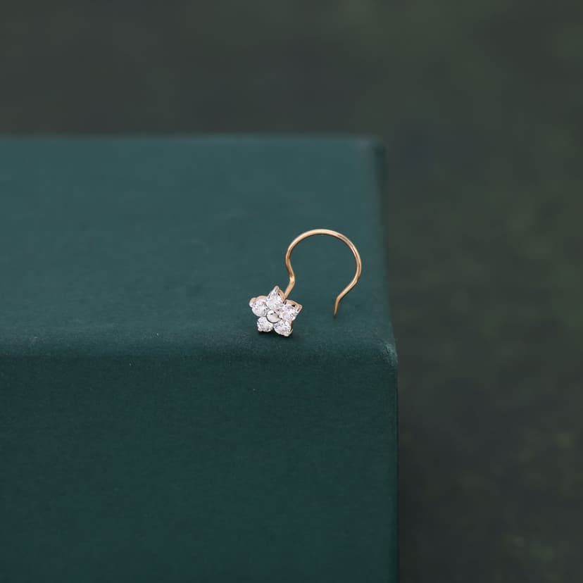 Luneria Real Diamond Nose Pin 14KT