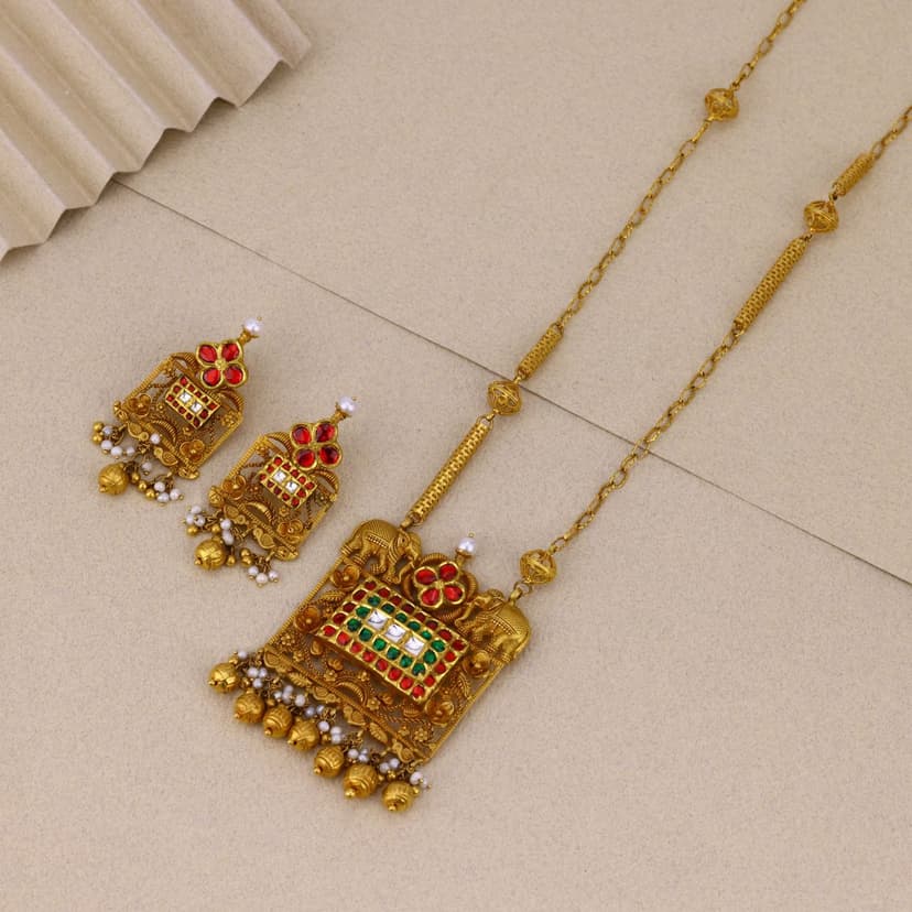 Gajratna Heritage Chain Set 22KT