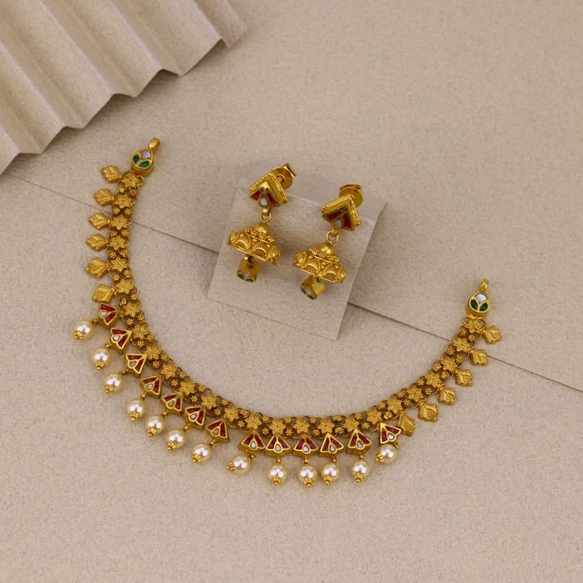 Trikushma Antique Necklace 22KT