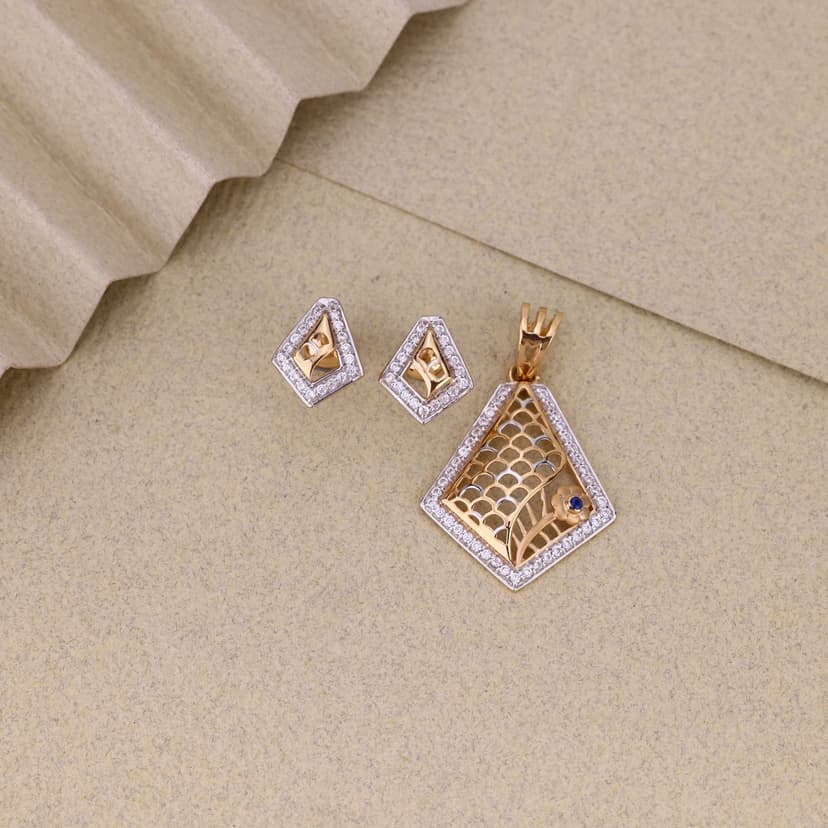 Florayne Geometric Pendant Set 18KT