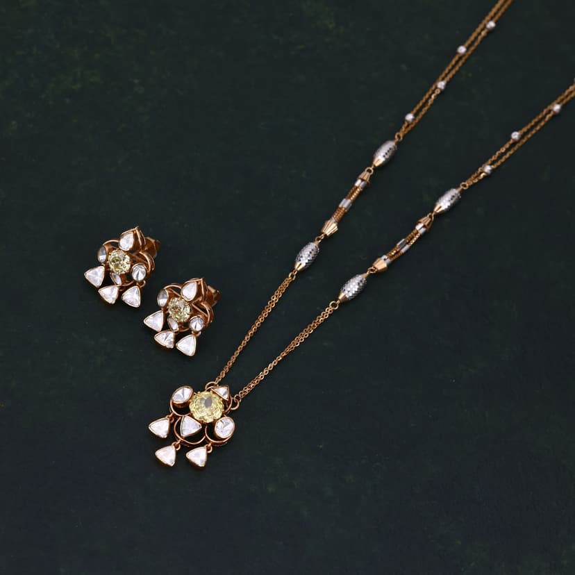 Lunavira Lab Grown Polki Chain Set 18KT