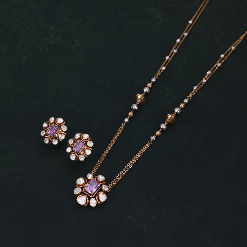Lavessia Lab Grown Polki Chain Set 18KT