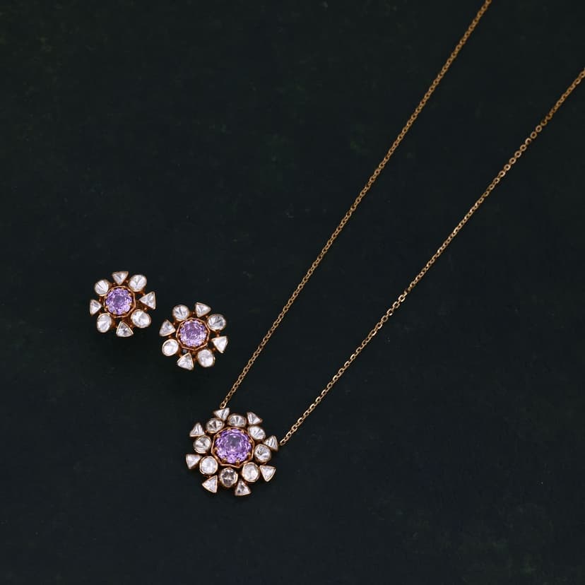 Sorellique Lab Grown Polki Chain Set 18KT