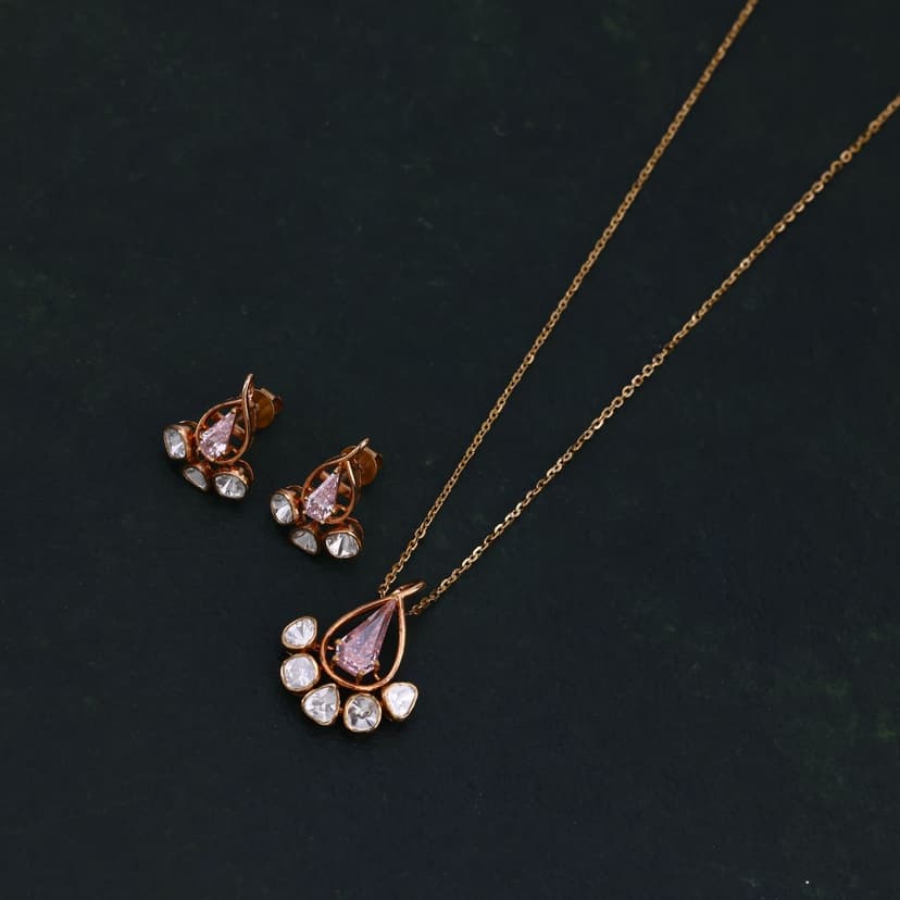 Yverique Lab Grown Polki Chain Set 18KT