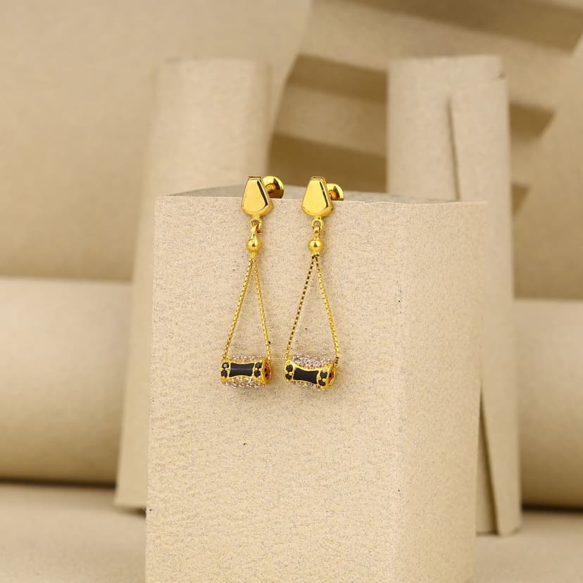 Cylestra Geometric Barrel Earrings 22KT