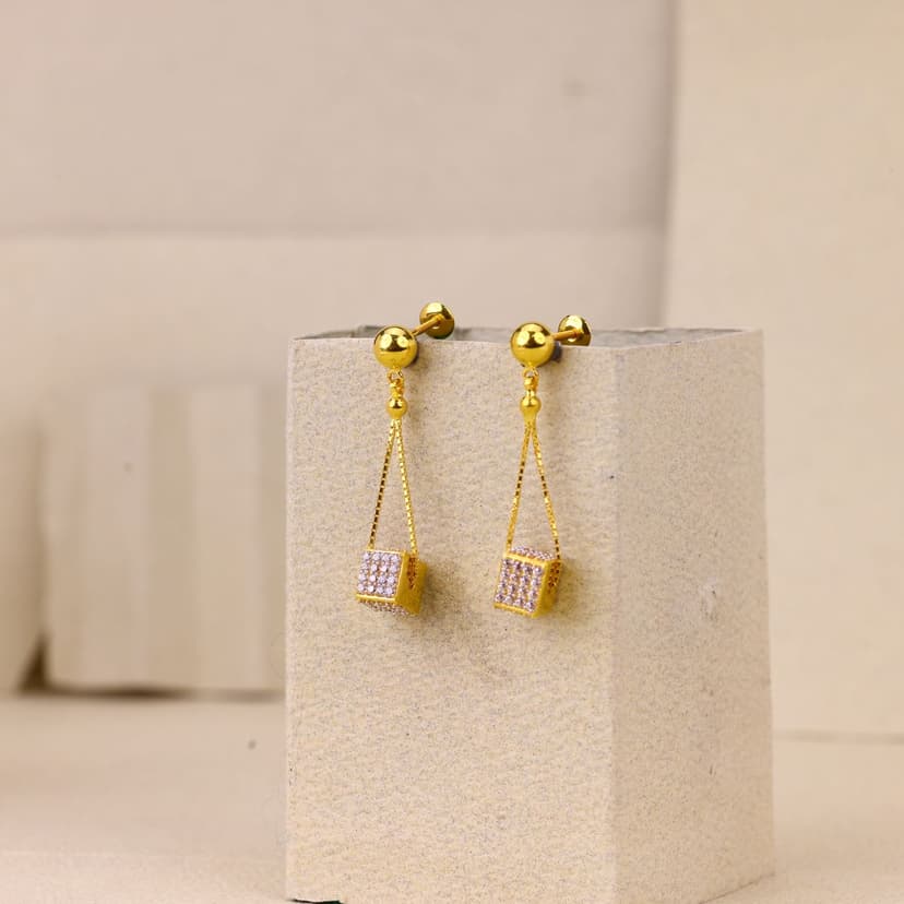 Cubelle Cube Link Earrings 22KT