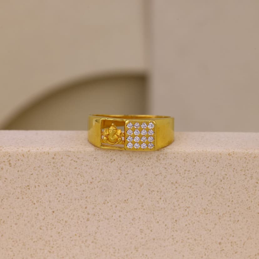 Ganor Grid Signet Ring 22KT